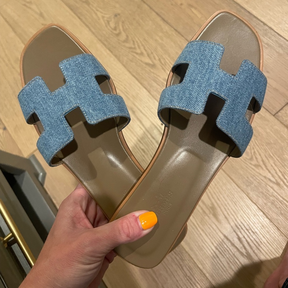 NEW Hermes Oran Denim Sandal Limited Edition